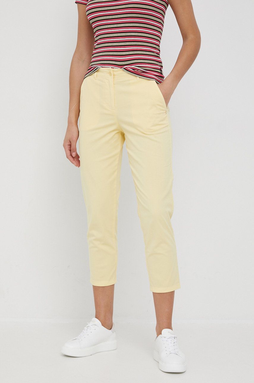 Pennyblack spodnie damskie kolor żółty proste high waist
