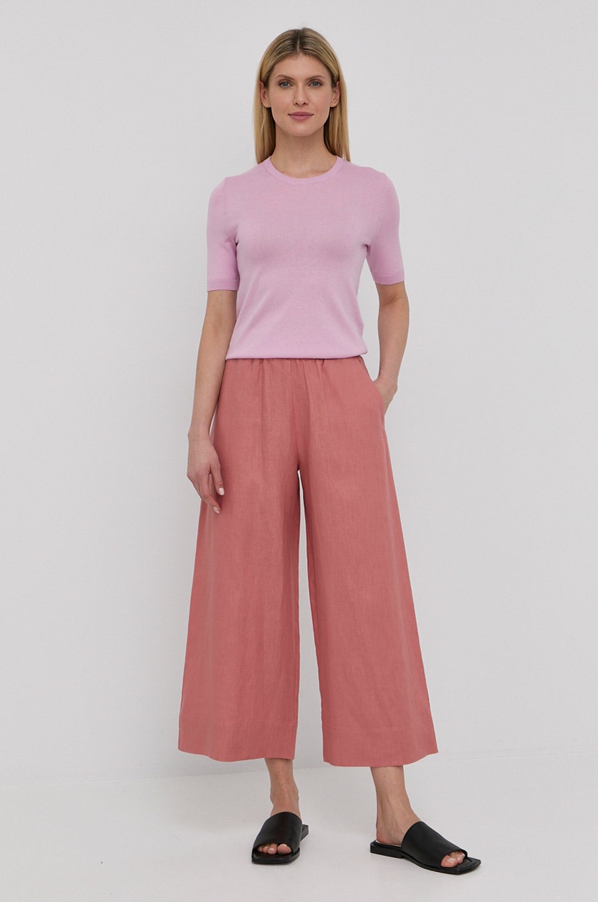 

Льняные брюки Max Mara Leisure женские цвет розовый широкие высокая посадка