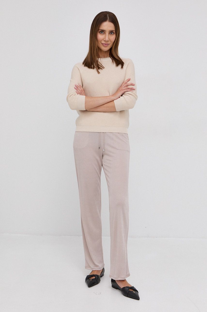 Max Mara Leisure pantaloni femei, culoarea transparent, lat, high waist