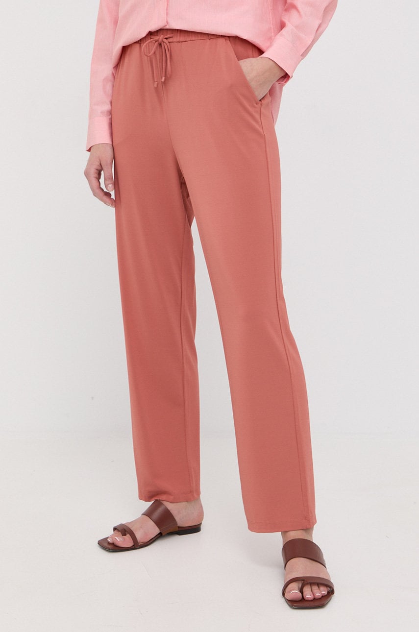 Max mara leisure pantaloni femei, culoarea roz, drept, high waist