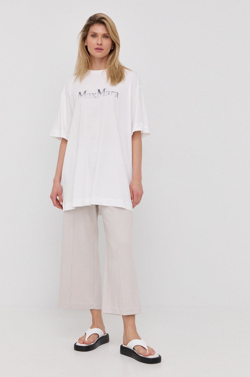 

Брюки Max Mara Leisure женские цвет бежевый кюлоты высокая посадка