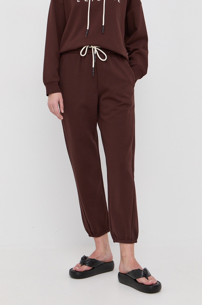 

Панталони Max Mara Leisure дамско в кафяво с изчистен дизайн, Кафяв