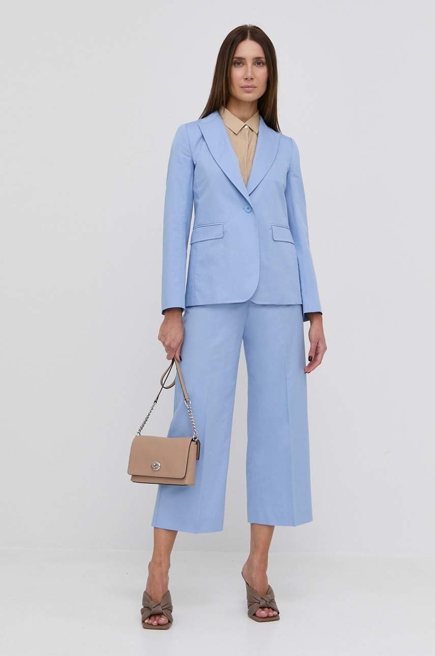 

Брюки со льном Weekend Max Mara женские широкие высокая посадка