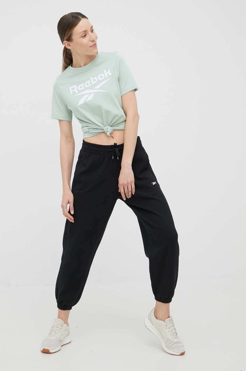 

Спортивные штаны Reebok H49052 женские цвет чёрный однотонные