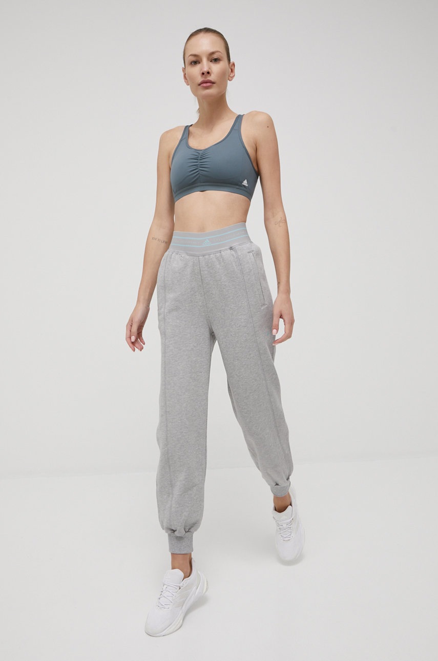

Спортивні штани adidas by Stella McCartney жіночі колір сірий меланж