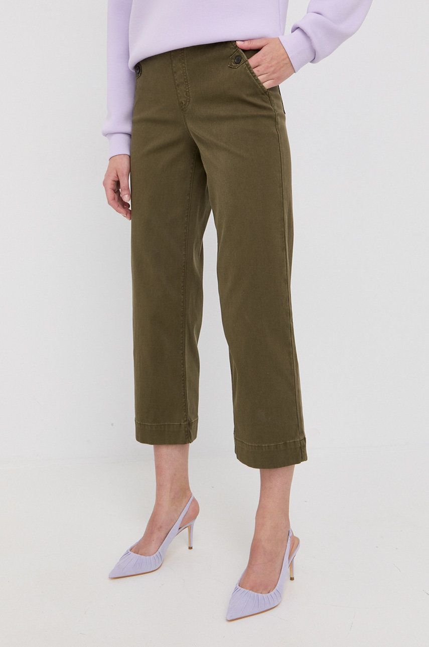 Spanx pantaloni femei, culoarea verde, drept, high waist answear.ro