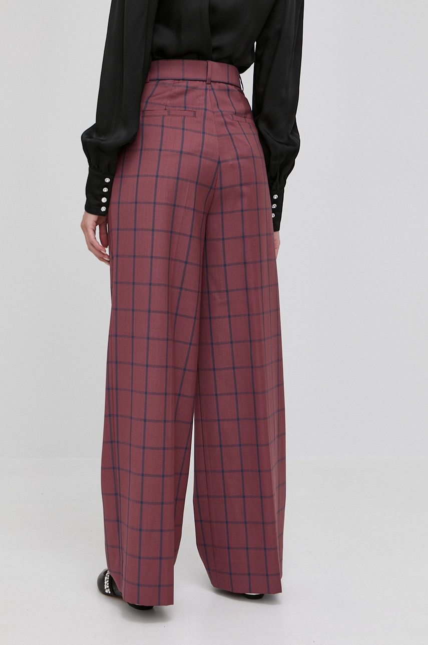 Custommade Pantaloni De Lana Femei, Culoarea Bordo, Lat, High Waist