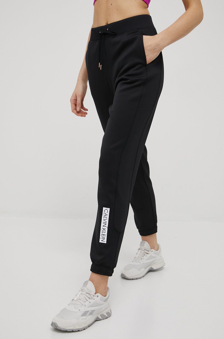 Calvin Klein Performance spodnie treningowe damskie kolor czarny z nadrukiem