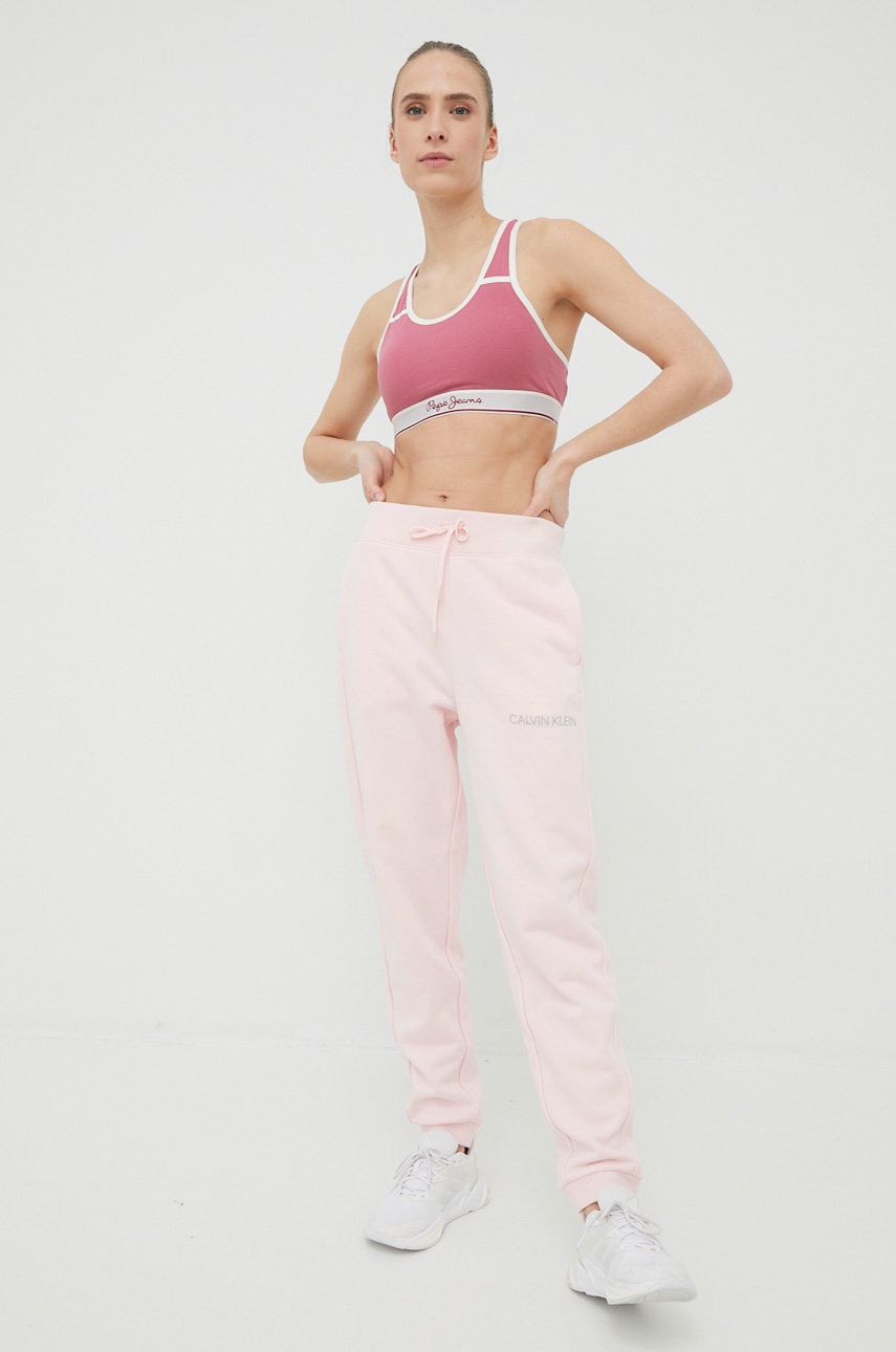 

Спортен панталон Calvin Klein Performance в розово с изчистен дизайн, Розов