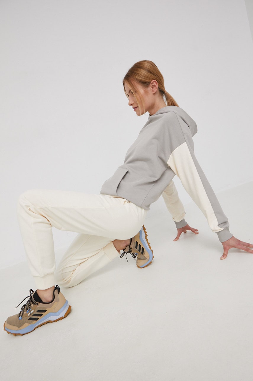 Jack Wolfskin pantaloni de trening femei, culoarea bej, neted