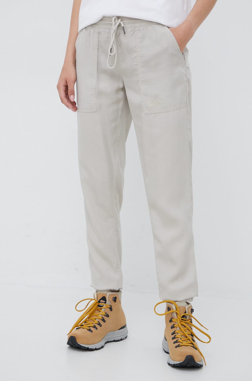 Jack Wolfskin pantaloni de exterior Mojave femei, culoarea bej, drept, medium waist