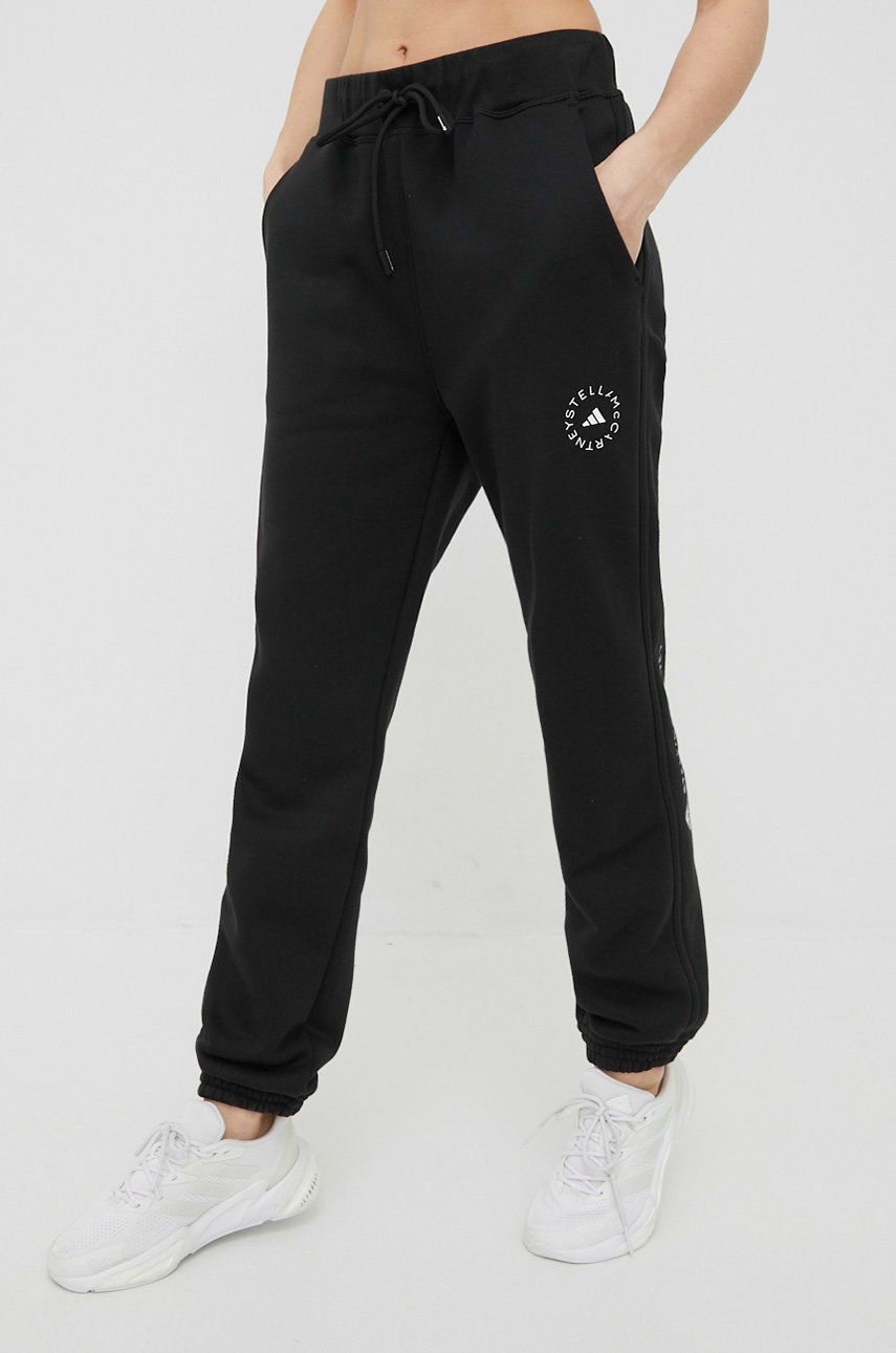 adidas by Stella McCartney pantaloni de trening Agent Of Kindness femei, culoarea negru, neted 2022 ❤️ Pret Super answear imagine noua 2022