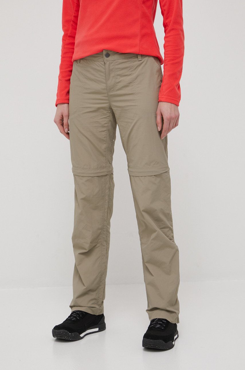 Columbia pantaloni de exterior femei, culoarea bej imagine reduceri black friday 2021 answear.ro