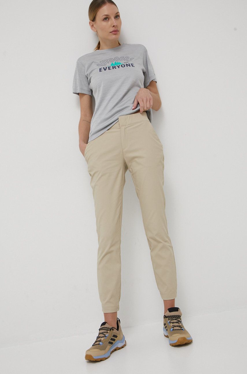 Columbia pantaloni de exterior Firwood Camp Ii femei, culoarea bej, drept, medium waist answear imagine noua