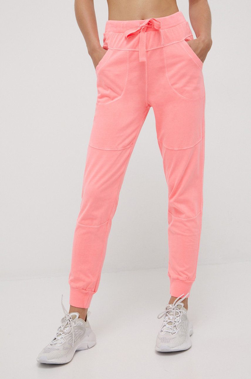 Deha pantaloni de bumbac femei, culoarea roz, jogger, medium waist answear.ro