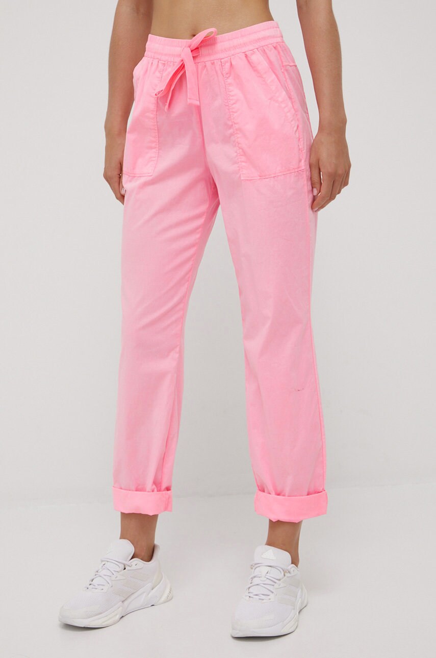 Deha pantaloni femei, culoarea roz, drept, medium waist