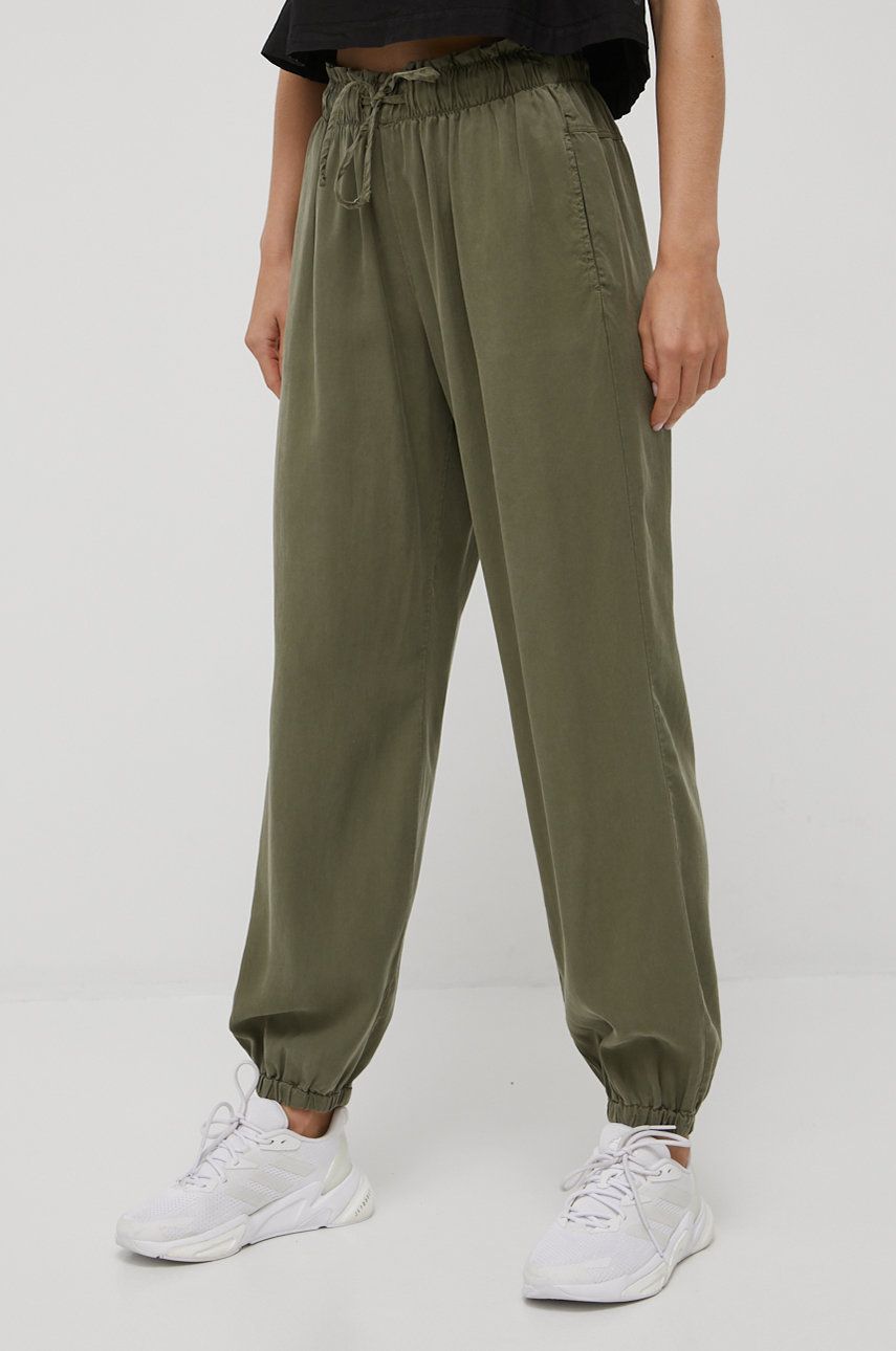Deha spodnie damskie kolor zielony joggery high waist