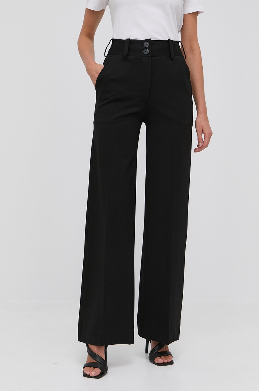 Victoria Beckham pantaloni femei, culoarea negru, lat, high waist Victoria Beckham pantaloni femei, culoarea negru, lat, high waist ANSWEAR
