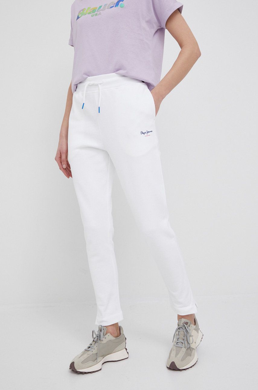 Pepe Jeans spodnie bawełniane calista pants damskie kolor biały gładkie