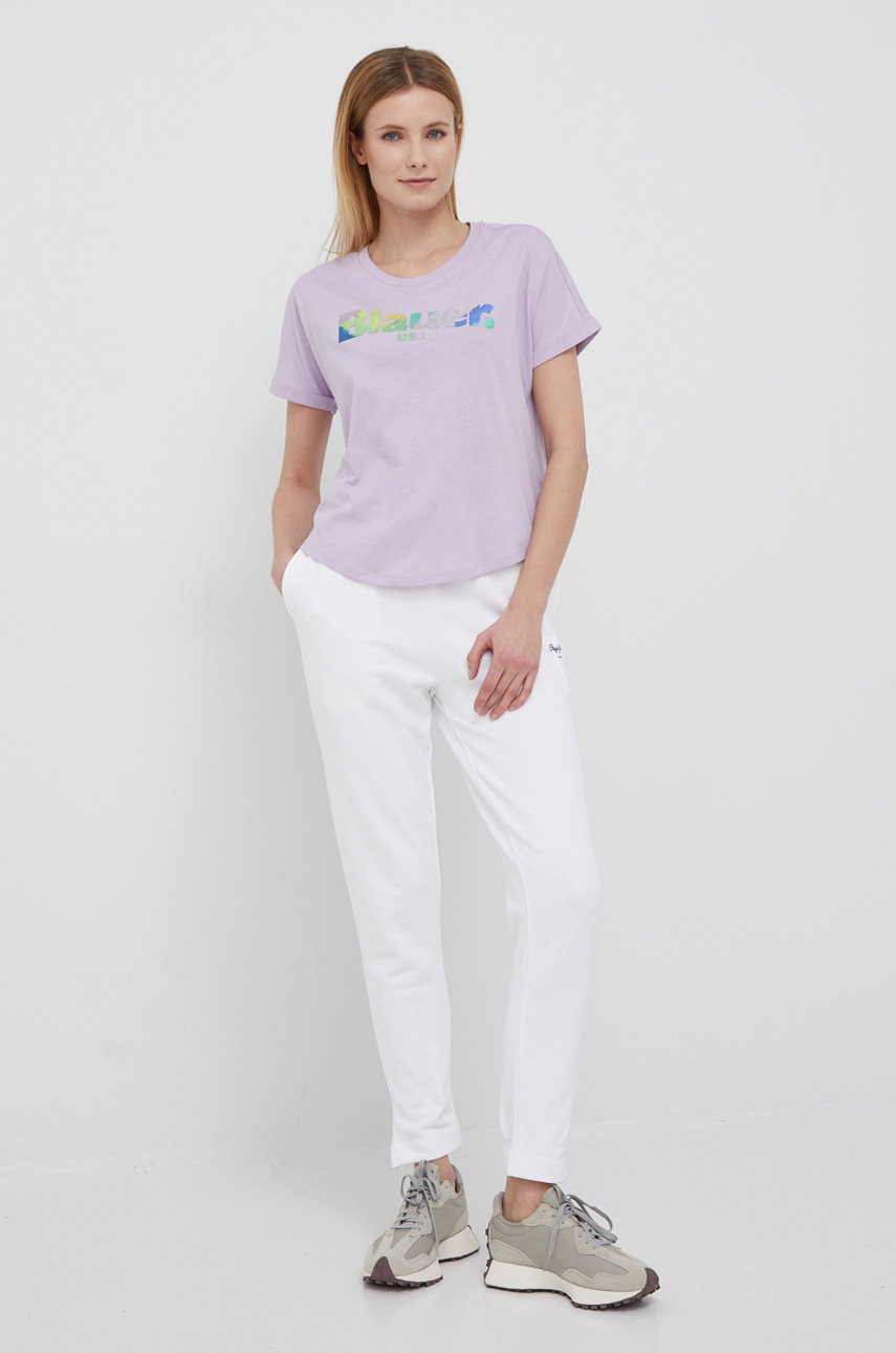 

Бавовняні штани Pepe Jeans Calista Pants жіночі колір білий однотонні