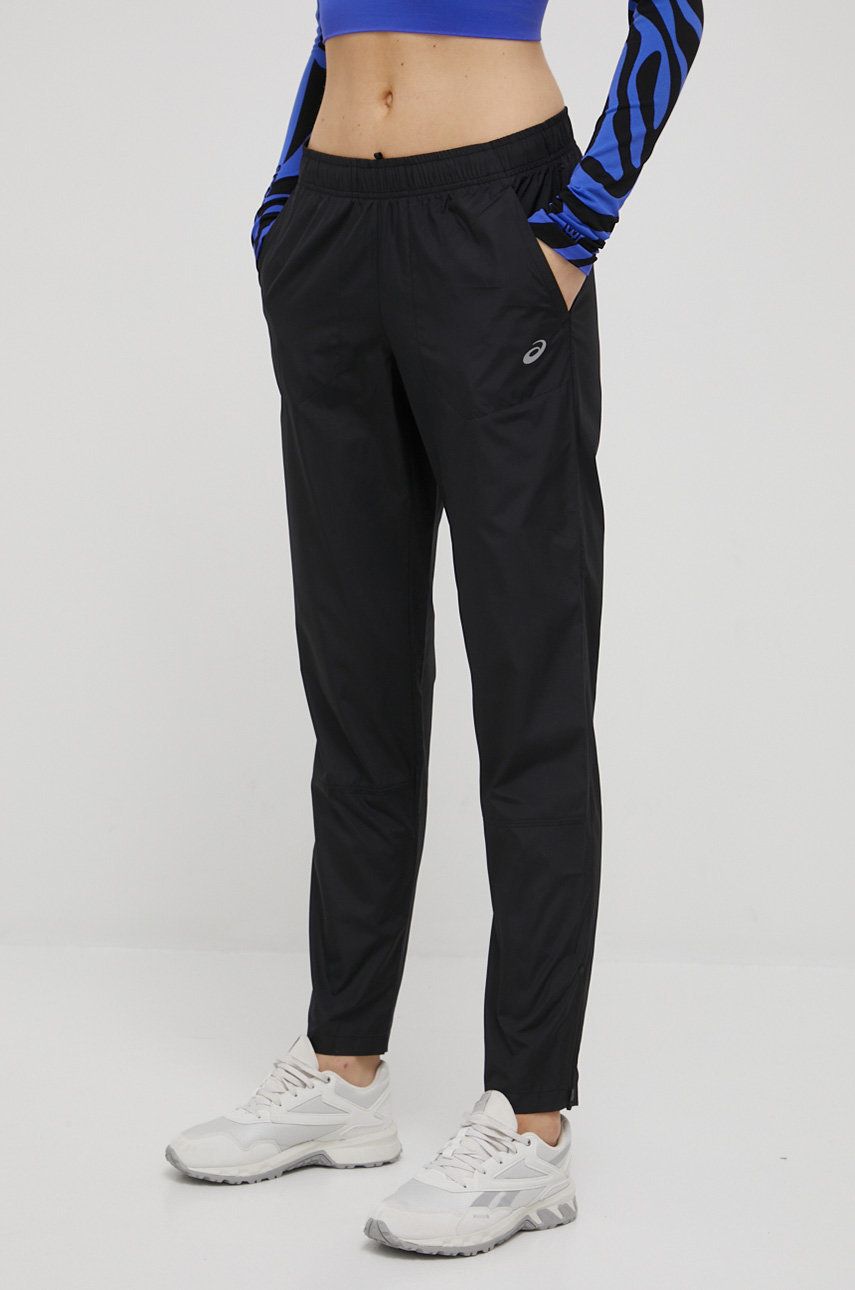 Asics Pantaloni De Alergare Core Femei, Culoarea Negru, Neted