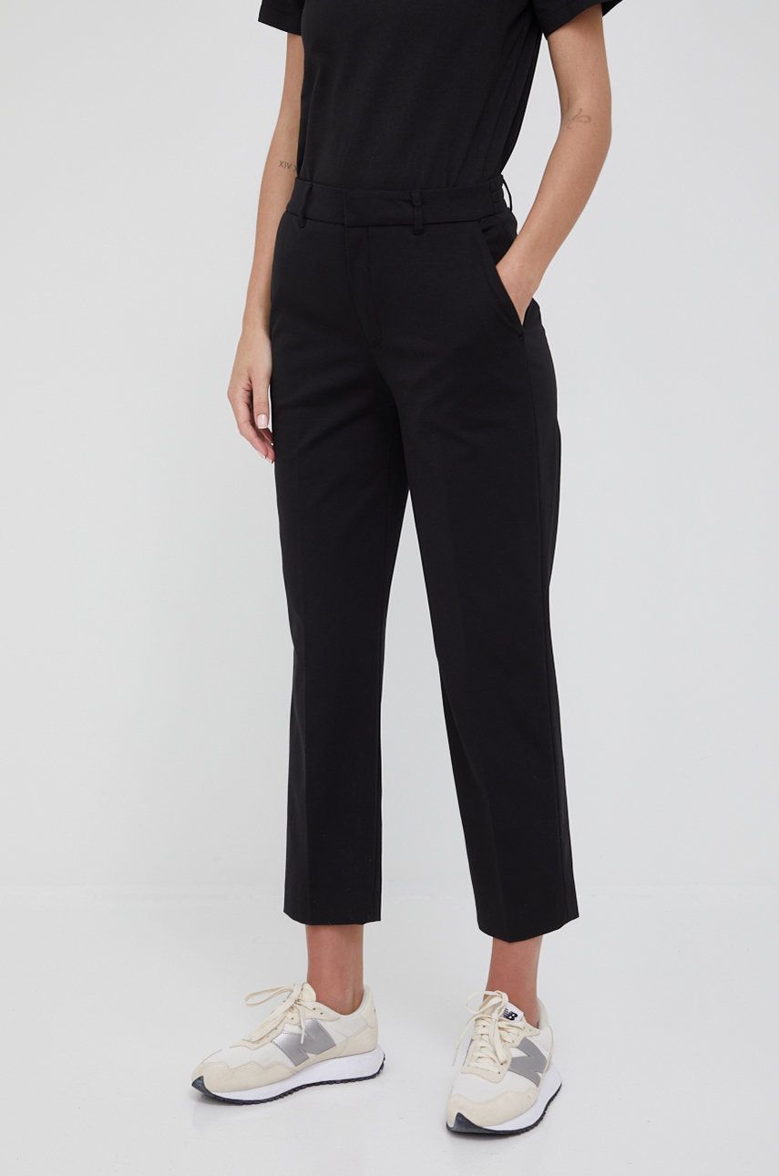 Drykorn pantaloni femei, culoarea negru, drept, high waist answear.ro imagine noua 2022