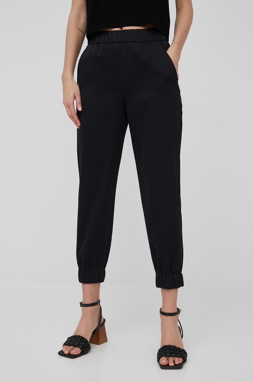 Drykorn pantaloni femei, culoarea negru, drept, medium waist answear.ro