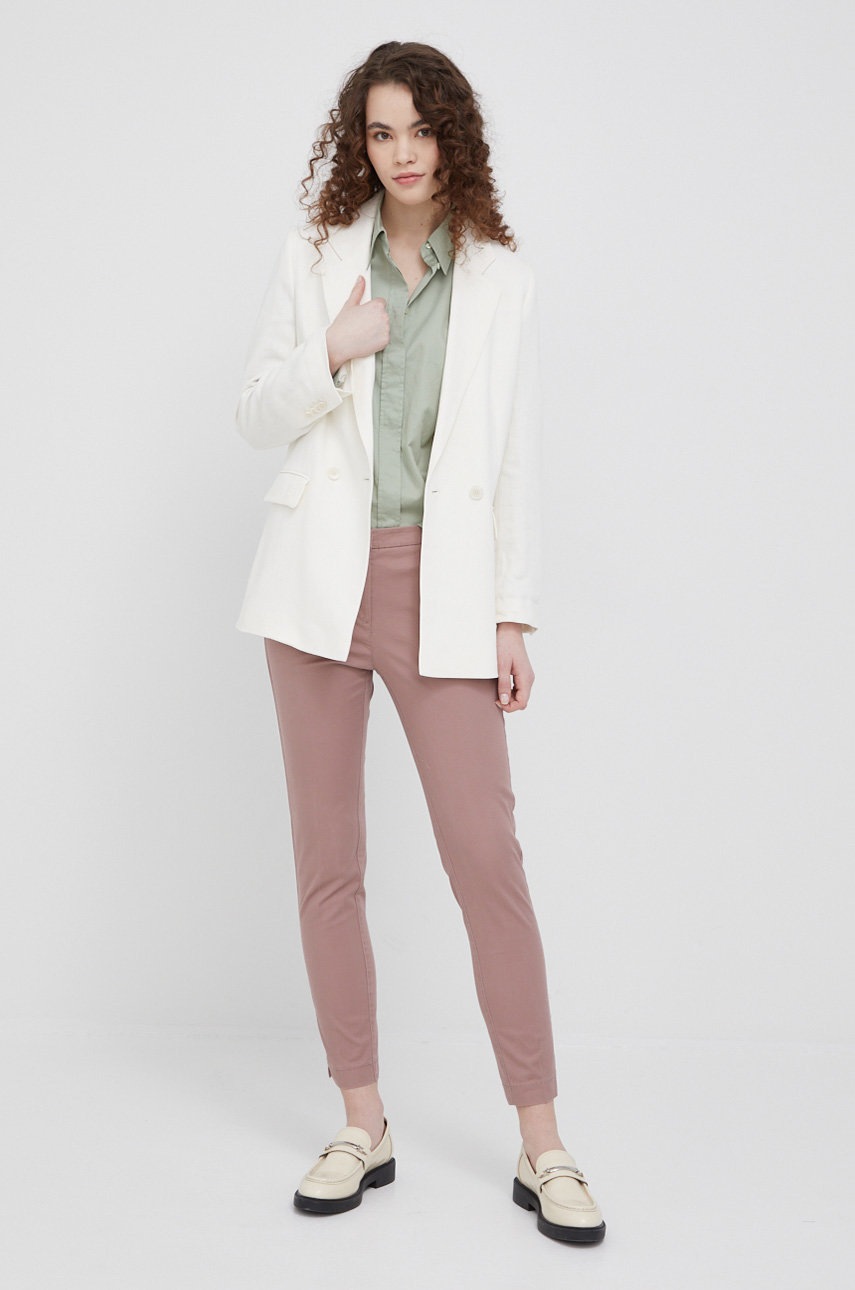 

Штани Sisley жіночі колір рожевий фасон chinos середня посадка