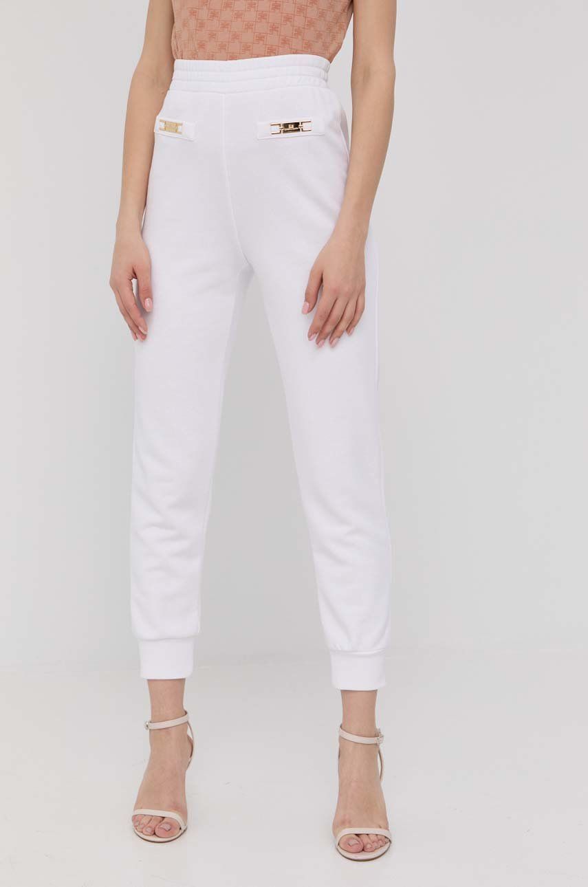 Elisabetta Franchi spodnie damskie kolor biały gładkie
