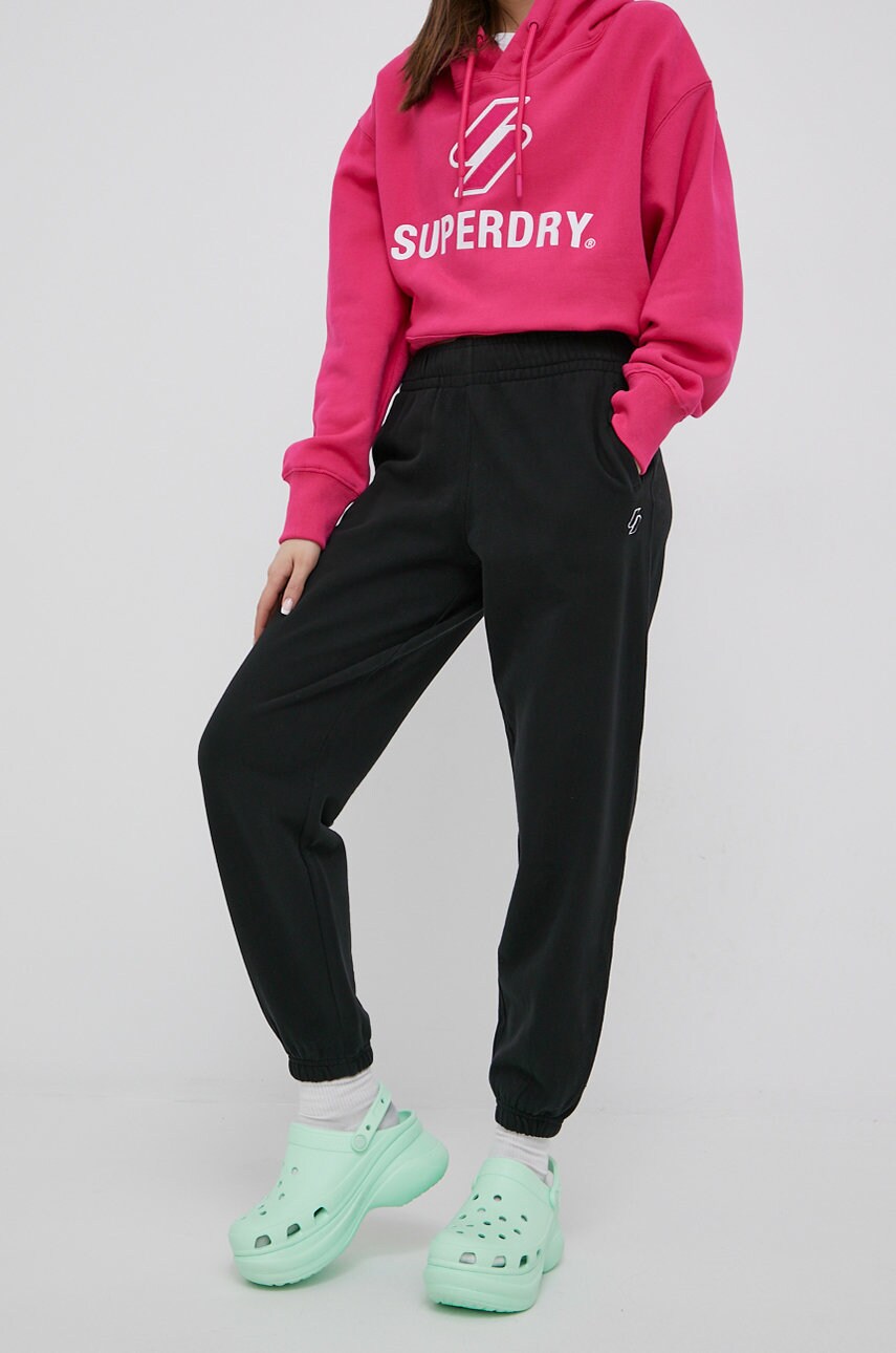 Superdry femei, culoarea negru, neted