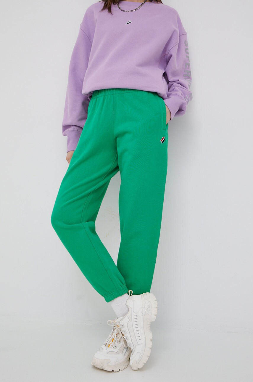 Superdry femei, culoarea verde, neted