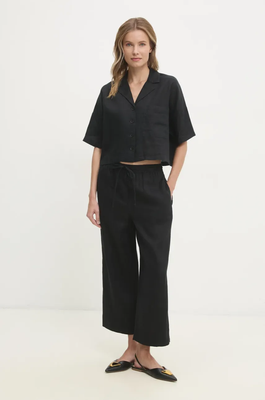 Lněné kalhoty Dkny