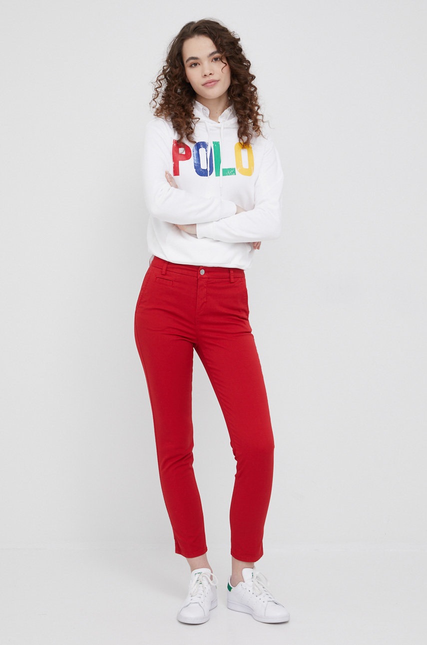 

Брюки United Colors of Benetton женские цвет красный chinos средняя посадка