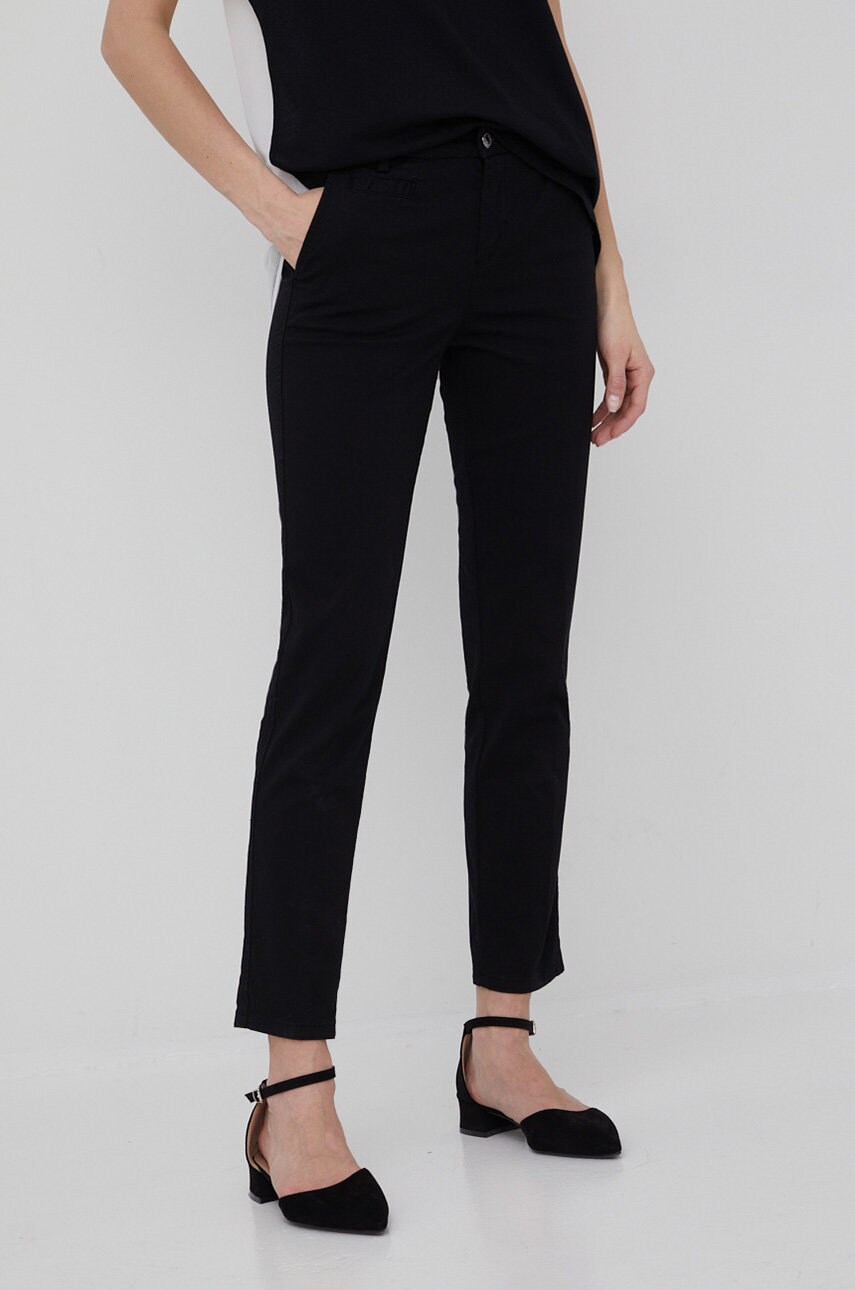 United colors of benetton pantaloni femei, culoarea negru, drept, medium waist