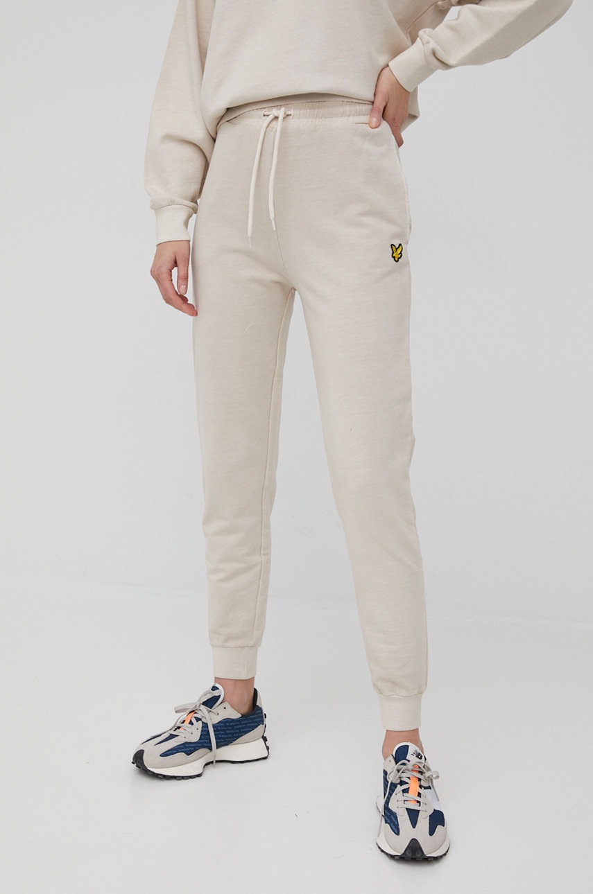 

Спортивні штани Lyle & Scott жіночі колір бежевий однотонні