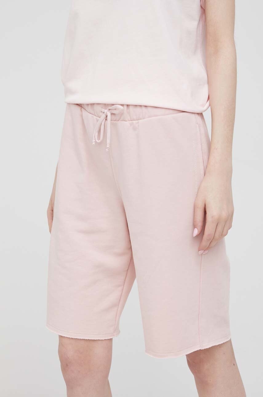 United colors of benetton pantaloni scurti femei, culoarea roz, neted, high waist