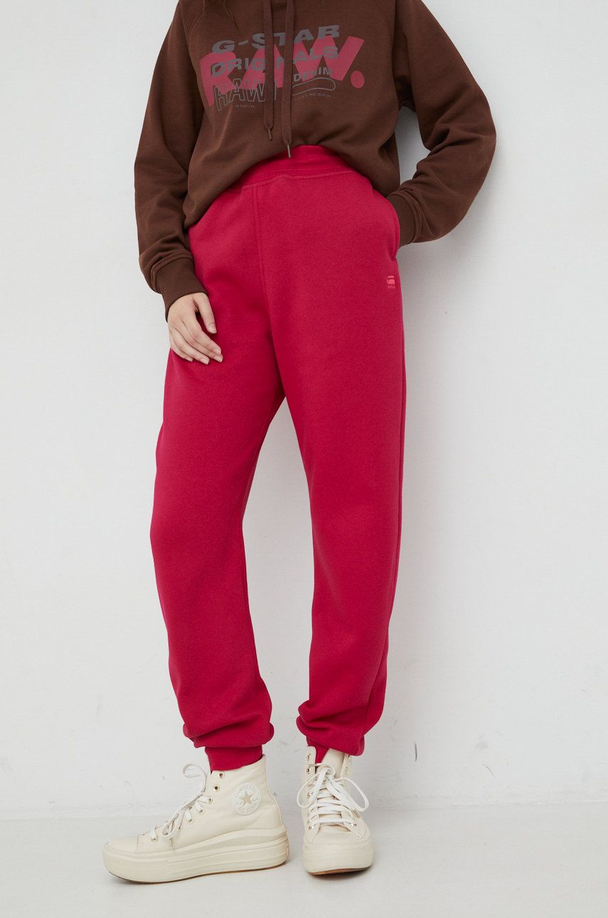 G-Star Raw pantaloni de trening femei, culoarea roz, neted Pret Mic answear.ro imagine noua gjx.ro