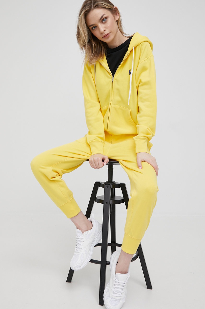

Спортивні штани Polo Ralph Lauren жіночі колір жовтий однотонні