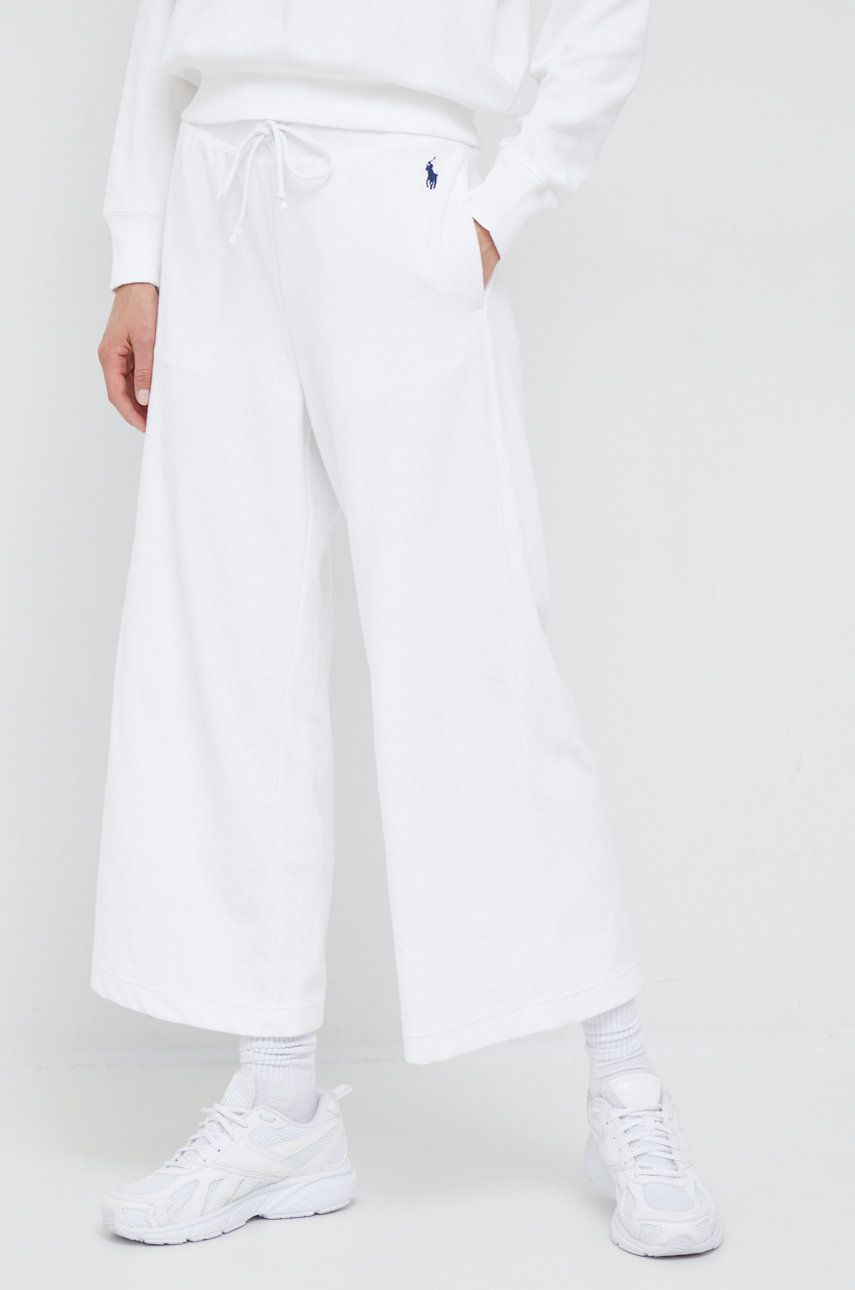 Polo Ralph Lauren spodnie dresowe damskie kolor biały gładkie