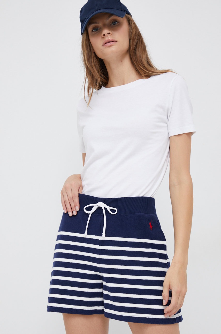 

Къси панталони Polo Ralph Lauren в тъмносиньо с десен с висока талия, Тъмносин