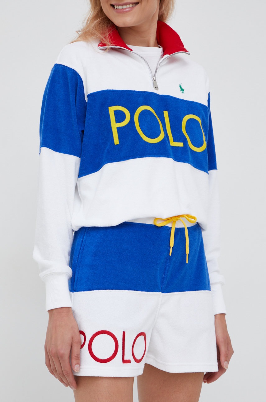 

Къси панталони Polo Ralph Lauren в бяло с десен с висока талия, Бял