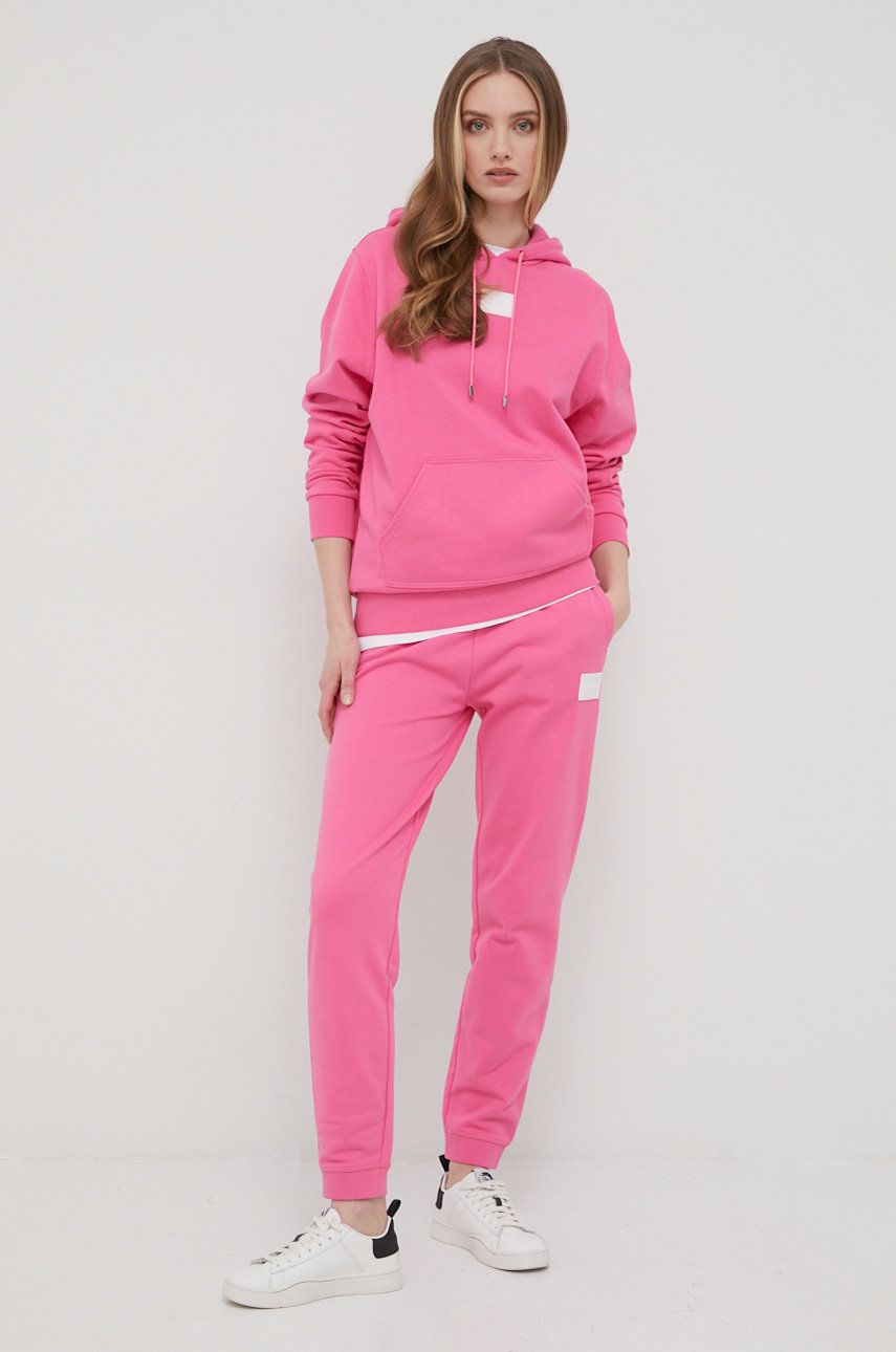 Hugo pantaloni de bumbac femei, culoarea roz, melanj answear.ro imagine noua gjx.ro