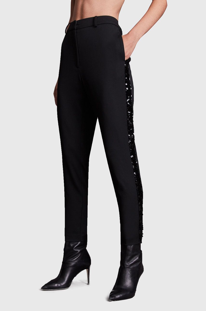 AllSaints pantaloni femei, culoarea negru, fason cargo, high waist AllSaints imagine noua