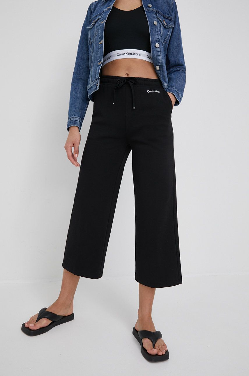 Calvin Klein spodnie dresowe damskie kolor czarny gładkie
