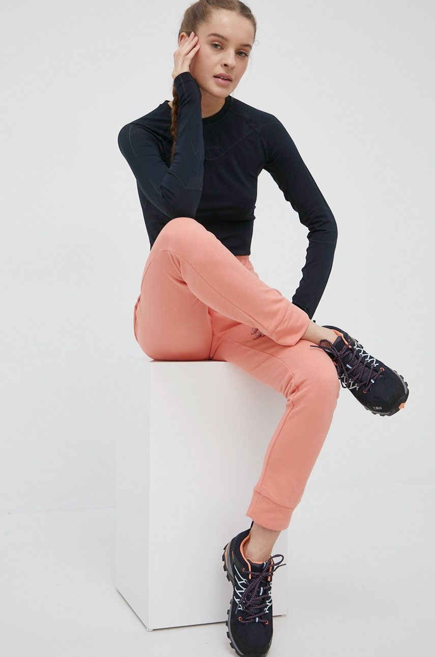 Outhorn spodnie dresowe damskie kolor różowy gładkie