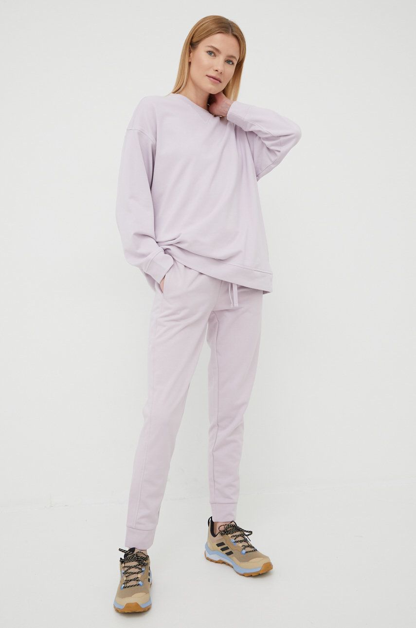 Outhorn spodnie dresowe damskie kolor fioletowy gładkie