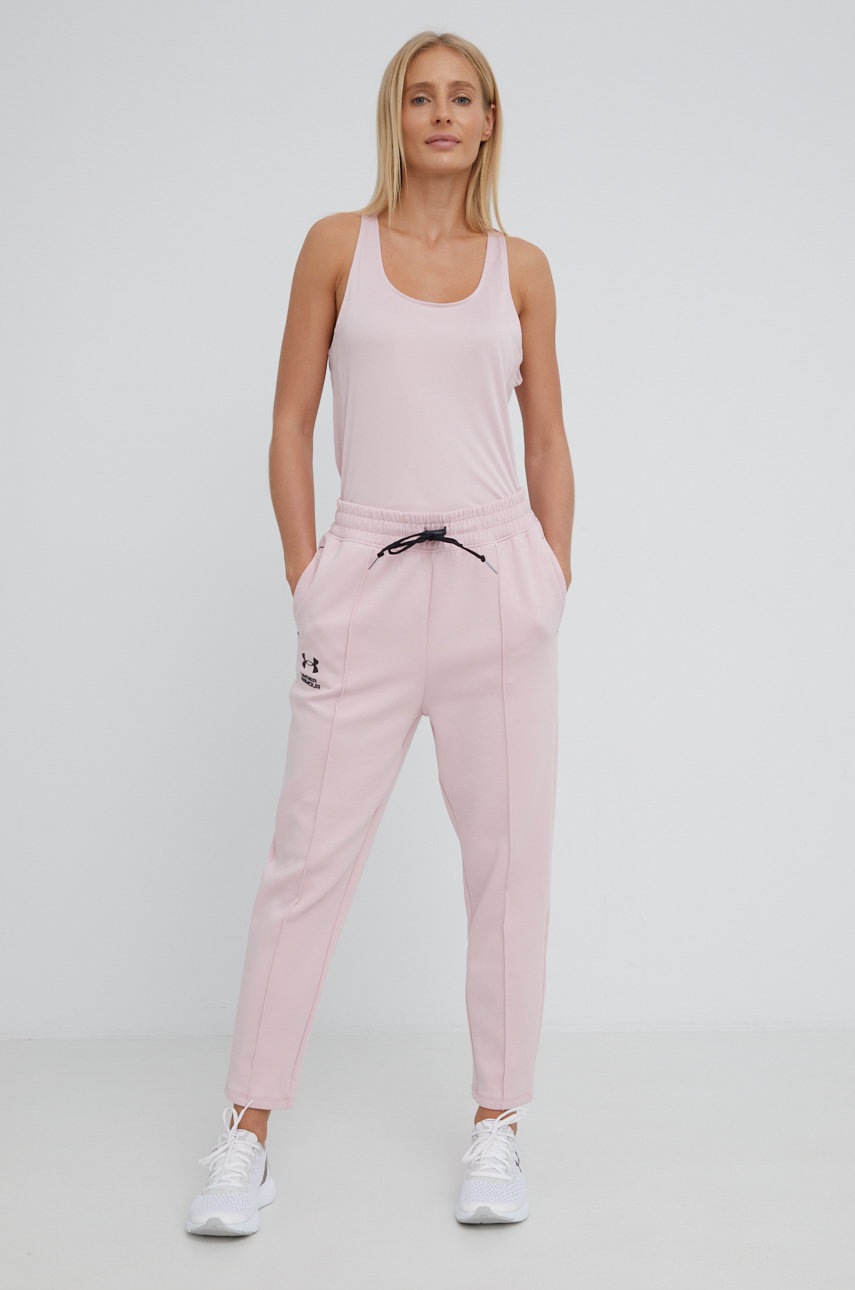 

Спортивные штаны Under Armour 1374463 женские цвет розовый с принтом