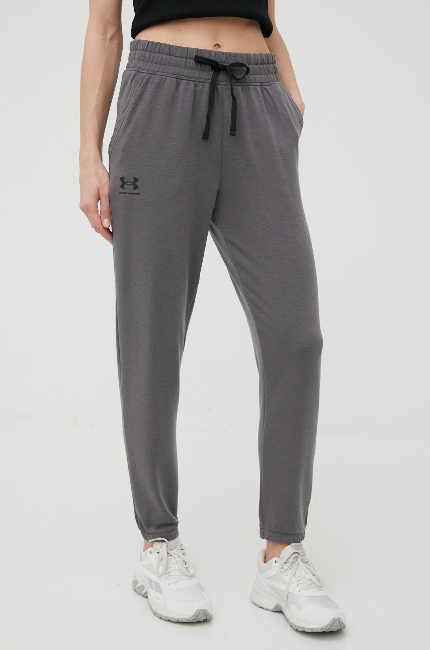 Tepláky Under Armour 1369854 dámské, šedá barva, hladké