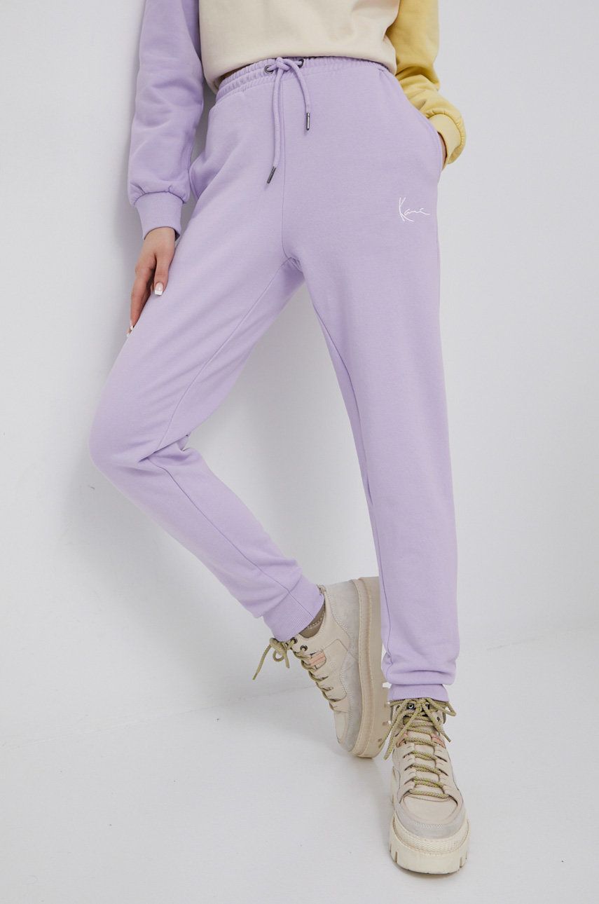 Karl Kani pantaloni femei, culoarea violet, cu imprimeu KW2210061-purple
