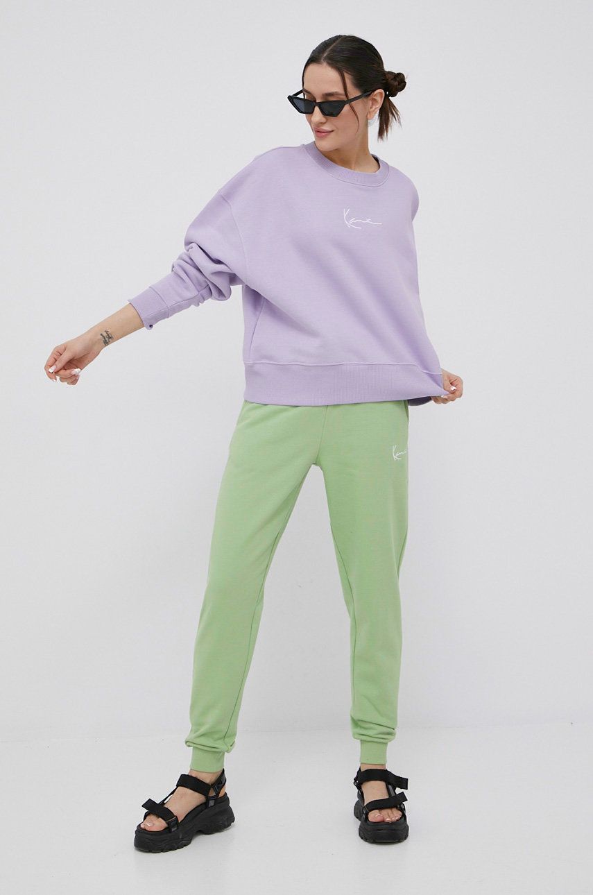Karl Kani pantaloni femei, culoarea verde, cu imprimeu answear imagine noua